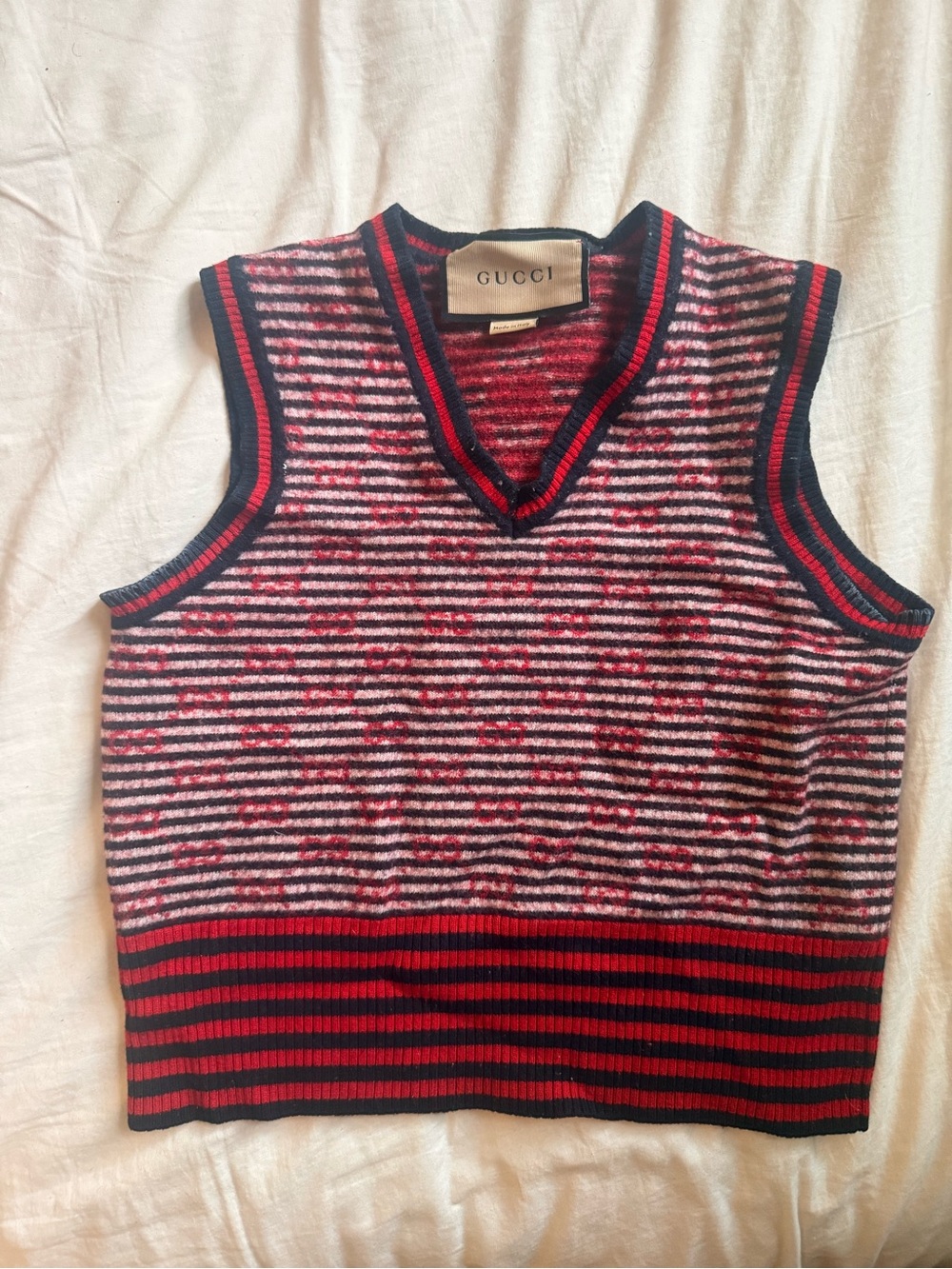 Gucci Red, Black and Cream Knit Sweater